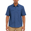 Camisa de hombre talla L azul de manga corta con botones estilo casual