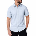 Camisa de hombre talla L de tejido ligero azul claro manga corta estilo casual