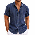 Camisa de hombre talla M azul marino de rayas manga corta casual