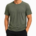 Camiseta de hombre talla M verde oliva de manga corta con cuello redondo