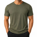 Camiseta de hombre talla M verde caqui de manga corta cuello redondo corte recto