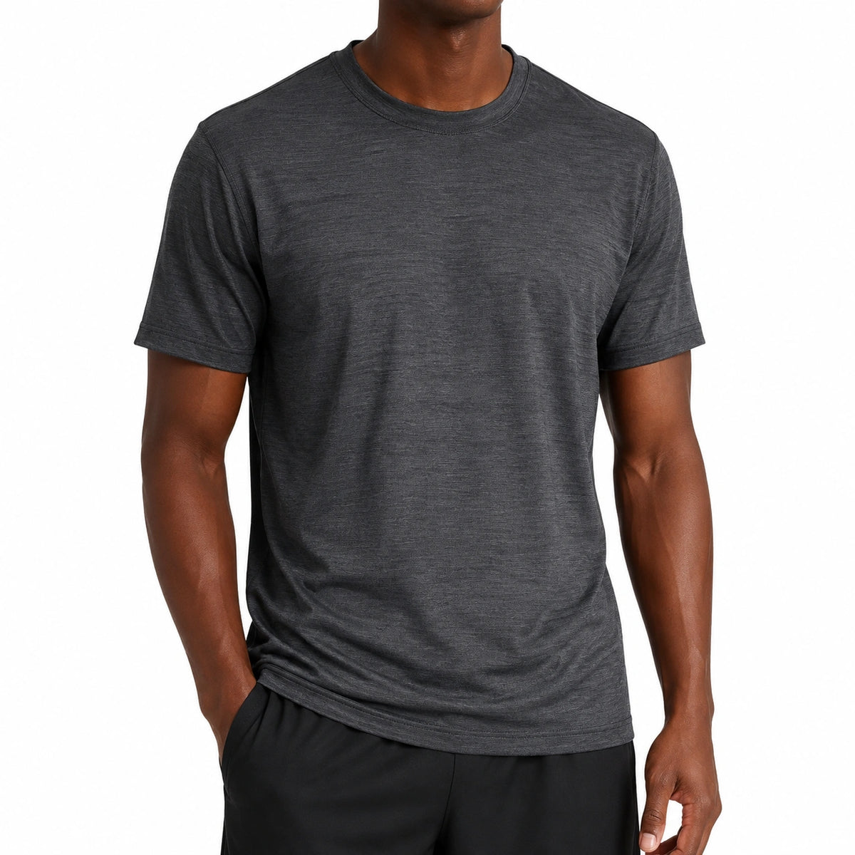 Camiseta de manga corta talla L gris antracita de tejido jaspeado para uso diario