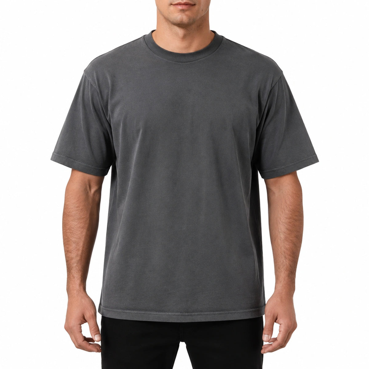 Camiseta de hombre talla L gris antracita de manga corta y corte holgado