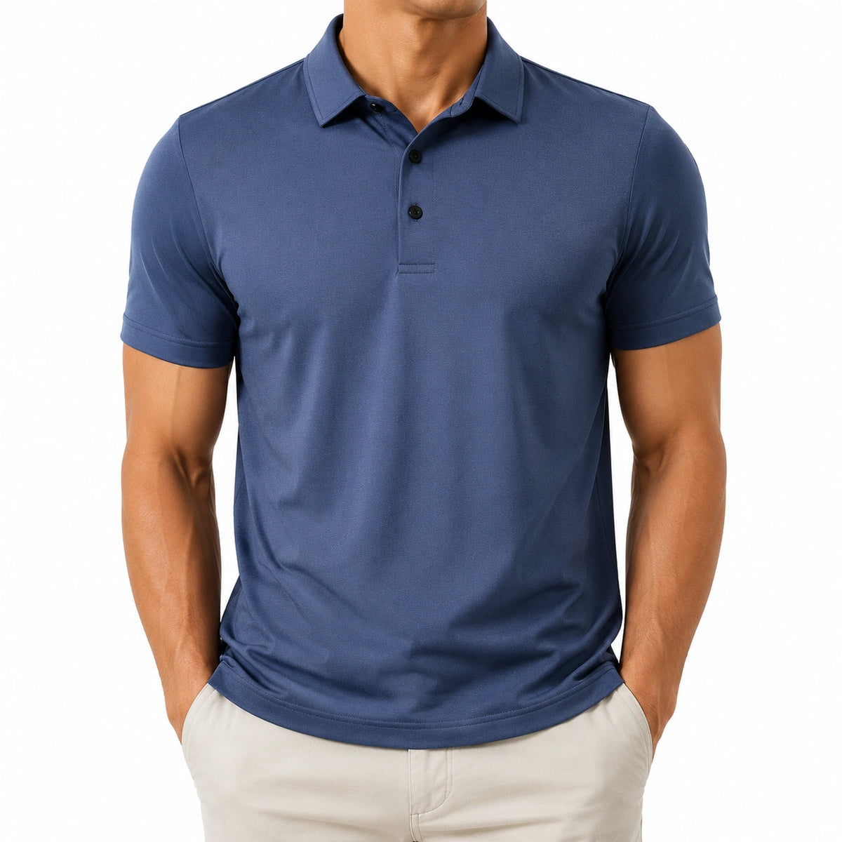 Polo de hombre talla M azul marino de tejido liso de manga corta estilo casual