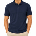 Polo de hombre talla L de tejido piqué azul marino de manga corta estilo casual