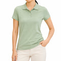 Polo de mujer talla S de punto verde salvia de manga corta estilo casual